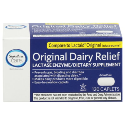Signature Select/Care Dairy Digest Lactase Enzyme Digestive Supplement Single Serve Caplet - 120 Count - Image 1