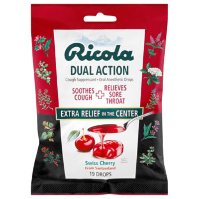 Ricola Dual Action Cherry Throat Drops - 19 Count