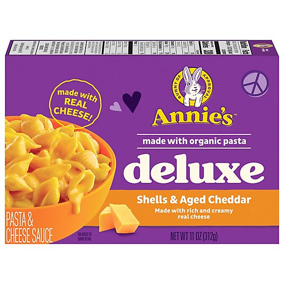 Annies Homegrown Macaroni & Cheese Sauce Creamy Deluxe Aged Cheddar Box - 11 Oz