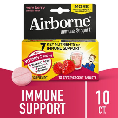 Airborne Immune Support Supplement Effervescent Tablets Very Berry - 10 Count - Image 2