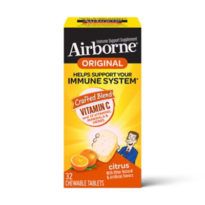 Airborne Immune Support Supplement Chewable Tablet 1000mg Vitamin C Citrus - 32 Count - Image 3