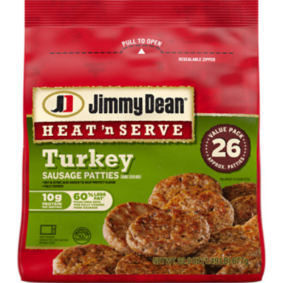 Jimmy Dean Heat N Serve Turkey Sausage Patties 26 Count - 23.9 Oz