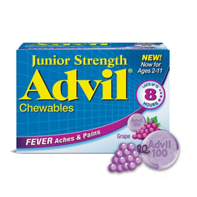 Advil Junior Strength Grape Chewables Ibuprofen Fever Reducer/Pain Reducer - 24 Count - Image 1