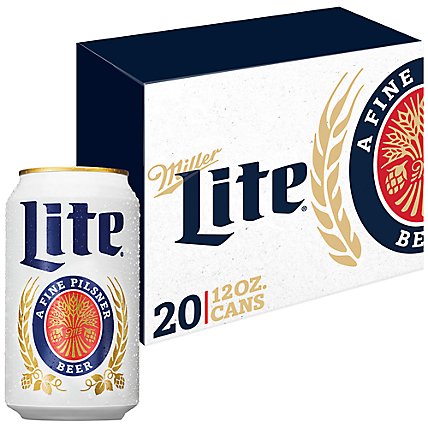 Miller Lite Beer American Style Light Lager 4.2% ABV Cans - 20-12 Fl. Oz. - Image 1