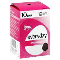 Leggs Everyday Knee Highs Sheer Toe Suntan - 10 Pair - Image 1