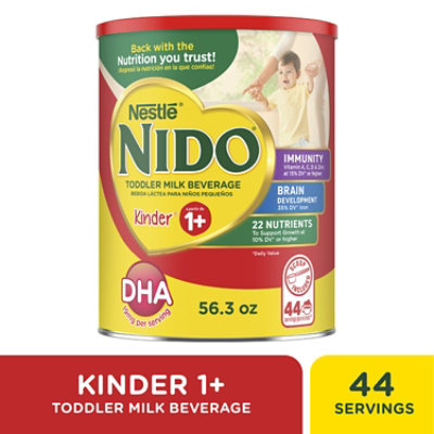 Nestle NIDO Kinder 1 Plus Toddler Powdered Milk Beverage Canister - 56.3 Oz
