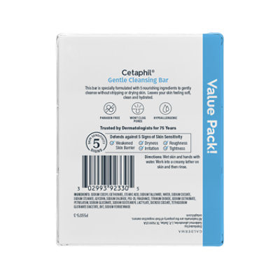 Cetaphil Cleansing Bar Gentle for Dry Sensitive Skin Value Pack! - 3-4.5 Oz - Image 7