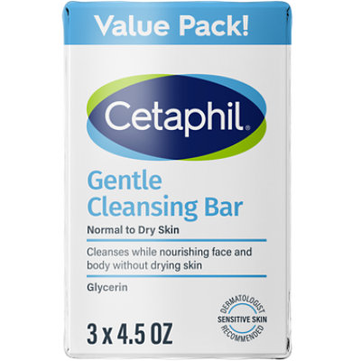 Cetaphil Cleansing Bar Gentle for Dry Sensitive Skin Value Pack! - 3-4.5 Oz - Image 1