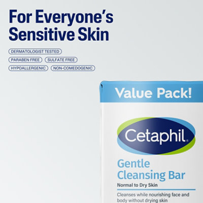 Cetaphil Cleansing Bar Gentle for Dry Sensitive Skin Value Pack! - 3-4.5 Oz - Image 5
