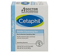 Cetaphil Cleansing Bar Gentle for Dry Sensitive Skin Value Pack! - 3-4.5 Oz