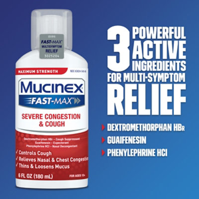 Mucinex Fast-Max Severe Congestion and Cough Medicine Multi Relief Symptoms Liquid - 6 Fl. Oz. - Image 4