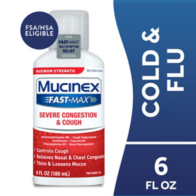 Mucinex Fast-Max Severe Congestion and Cough Medicine Multi Relief Symptoms Liquid - 6 Fl. Oz. - Image 1