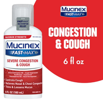 Mucinex Fast-Max Severe Congestion and Cough Medicine Multi Relief Symptoms  Liquid - 6 Fl. Oz. - Shaw's