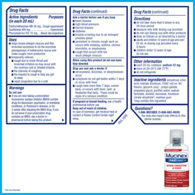 Mucinex Fast-Max Severe Congestion and Cough Medicine Multi Relief Symptoms Liquid - 6 Fl. Oz. - Image 3