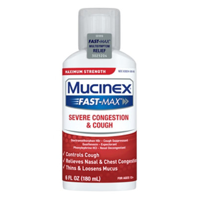 Mucinex Fast-Max Severe Congestion and Cough Medicine Multi Relief Symptoms Liquid - 6 Fl. Oz. - Image 3