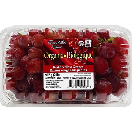 Grapes Red Seedless Organic Prepacked - 2 Lb - Image 2
