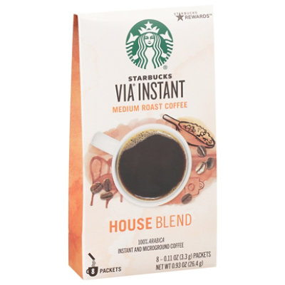  Starbucks VIA Instant Coffee Medium Roast House Blend Packets - 8-0.11 Oz 