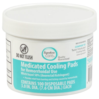 Signature Select/Care Medicated Cooling Pad Hemorrhoidal With Witch Hazel - 100 Count - Image 1