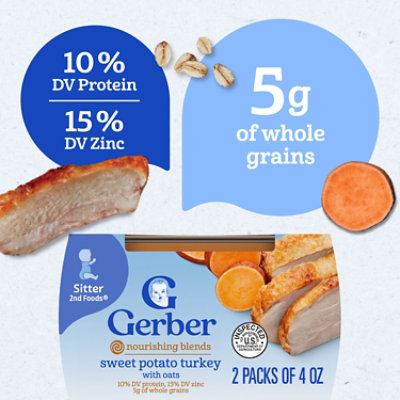 Gerber 2nd Foods Sweet Potato And Turkey with Whole Grains Dinner Baby Food Tub - 2-4 Oz - Image 4