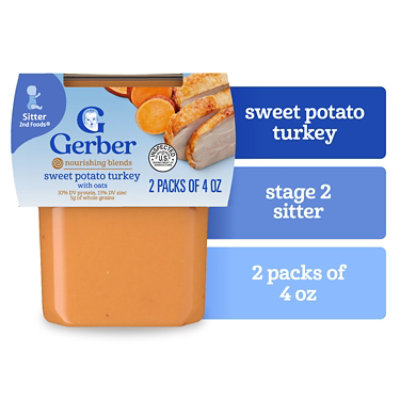 Gerber 2nd Foods Sweet Potato And Turkey With Whole Grains Dinner Baby Food Tub Multipack - 2-4 Oz