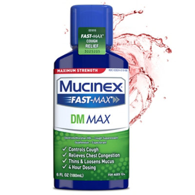 Mucinex Fast-Max DM Max Liquid Medicine Cough Relief Maximum Strength - 6 Fl. Oz. - Image 2