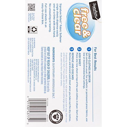 Signature SELECT Fabric Softener Sheets Free & Clear Box - 120 Count - Image 5