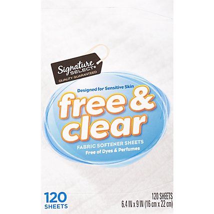 Signature SELECT Fabric Softener Sheets Free & Clear Box - 120 Count - Image 2