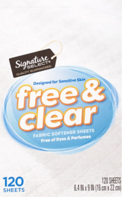 Signature SELECT Fabric Softener Sheets Free & Clear Box - 120 Count - Image 2