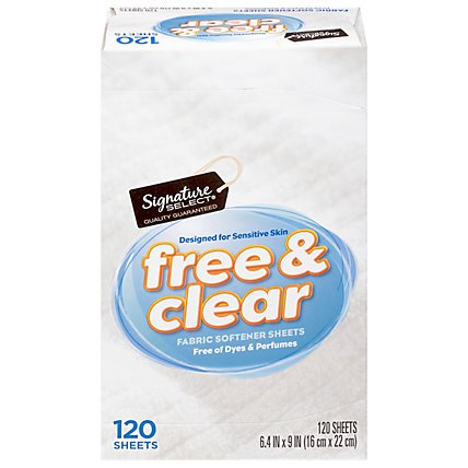 Signature SELECT Fabric Softener Sheets Free & Clear Box - 120 Count - Image 1