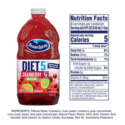 Ocean Spray Diet Juice Cranberry with a Hint of Lime - 64 Fl. Oz. - Image 5