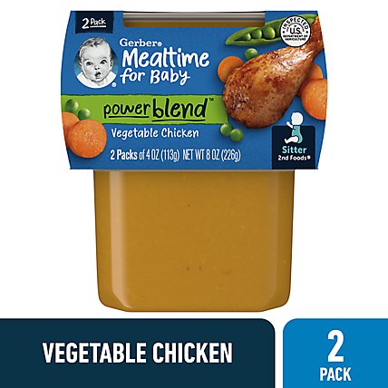 Gerber 2nd Foods Vegetable Chicken DinnerBaby Foods Tubs - 2-4 Oz - Image 2