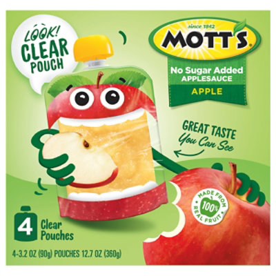 Motts No Sugar Added Applesauce clear pouches - 4-3.2 Oz - Image 3