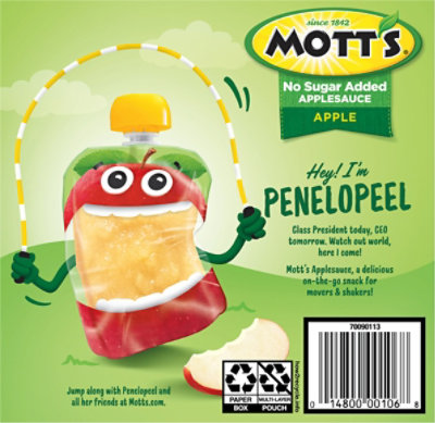 Motts No Sugar Added Applesauce clear pouches - 4-3.2 Oz - Image 6