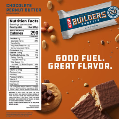 CLIF Builders Chocolate Peanut Butter Flavor Protein Bars - 6-2.4 Oz - Image 4