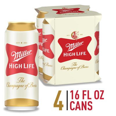 Miller High Life Beer American Style Lager 4.6% ABV Cans - 4-16 Fl. Oz. - Image 1