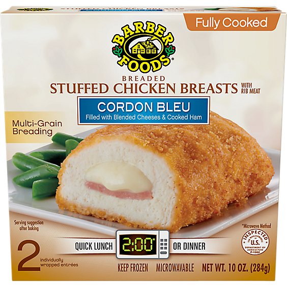 Barber Foods Cordon Bleu Fully Cooked Stuffed Chicken Breast - 2-5 Oz