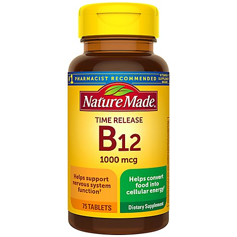 Nature Made Dietary Supplement Tablets Vitamin B-12 Timed Release 1000 mcg - 75 Count
