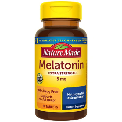 Nature Made Dietary Supplement Tablets Melatonin Maximum Strength 5 mg - 90 Count - Image 1