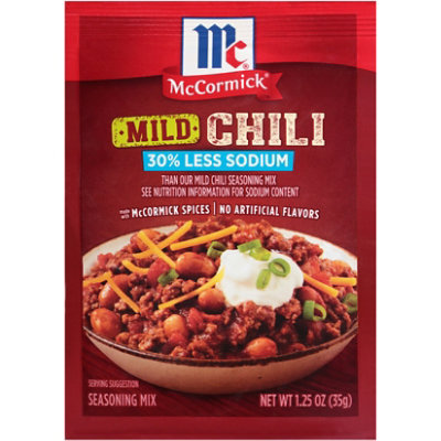 McCormick 30% Less Sodium Chili Mild Seasoning Mix - 1.25 Oz