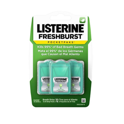 LISTERINE Pocketpacks Strip Packs Fresh Burst 3 Packs - 72 Count - Image 1