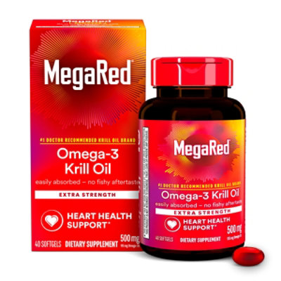 MegaRed Dietary Supplement Omega 3 Krill Oil Extra Strength 500mg Softgels - 45 Count - Image 2
