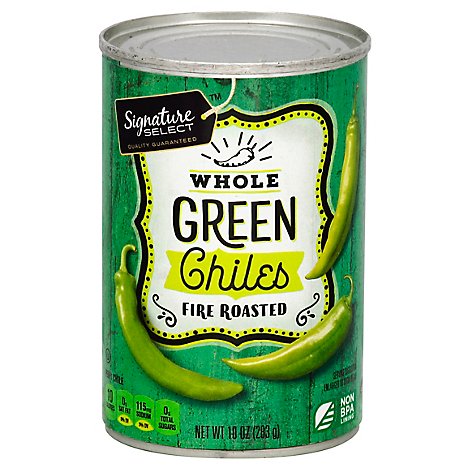 Signature SELECT Green Chiles Fire Roasted Whole Can - 10 Oz