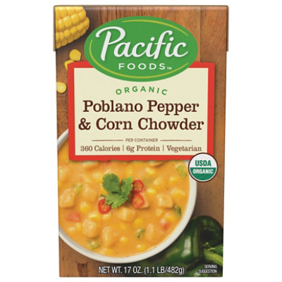 Pacific Organic Soup Chowder Poblano Pepper And Corn - 17 Oz