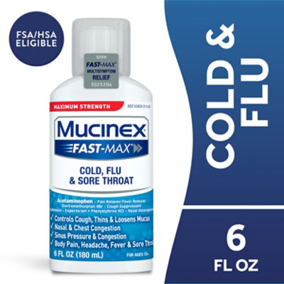 Mucinex Fast-Max Cold Flu & Sore Throat Medicine 9 Symptom Relief Liquid - 6 Fl. Oz. - Image 2