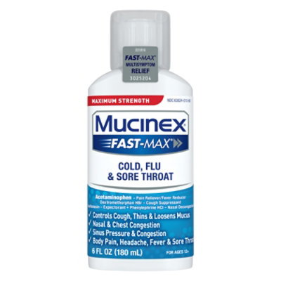 Mucinex Fast-Max Cold Flu & Sore Throat Medicine 9 Symptom Relief Liquid - 6 Fl. Oz. - Image 3