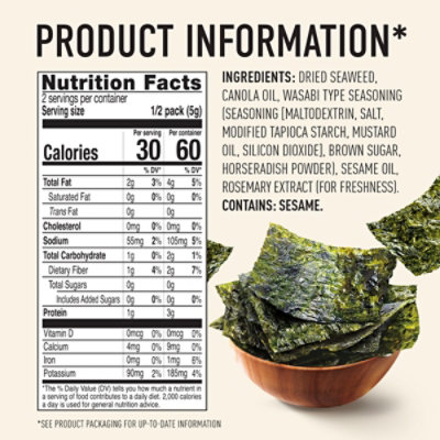Annie Chuns Seaweed Snacks Roasted Wasabi Hot - 0.35 Oz - Image 3