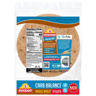 Mission Carb Balance Tortillas Whole Wheat Super Soft Fajita Bag 8 Count - 8 Oz - Image 2