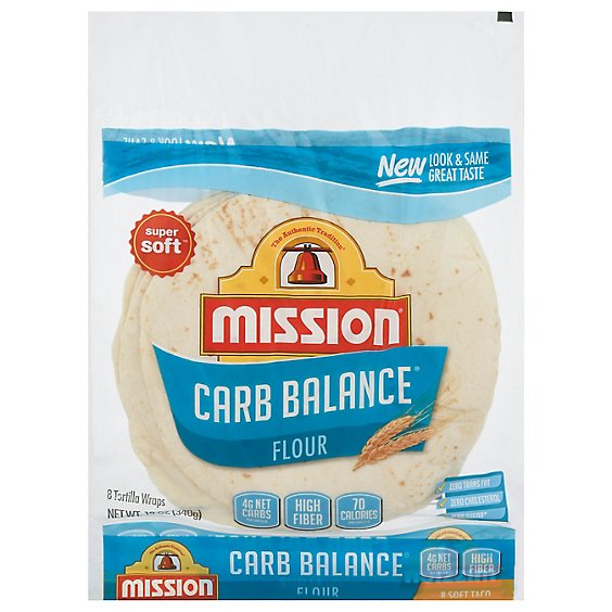Mission Carb Balance Tortillas Flour Super Soft Soft Taco Bag 8 Count - 12 Oz