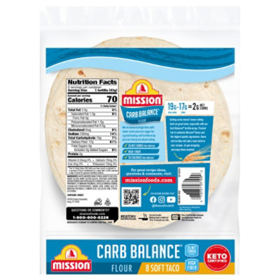 Mission Carb Balance Super Soft Flour Tortillas 8 Count - 12 Oz - Image 2