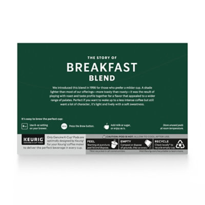 Starbucks Breakfast Blend 100% Arabica Medium Roast K Cup Coffee Pods Box 10 Count - Each - Image 7